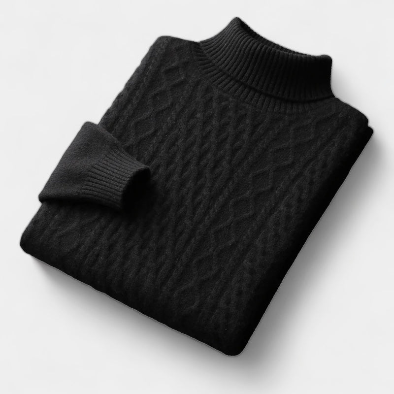 Timmy Pull Homme Col Roulé en Maille Câblée – Pull Classique Chaud et Élégant