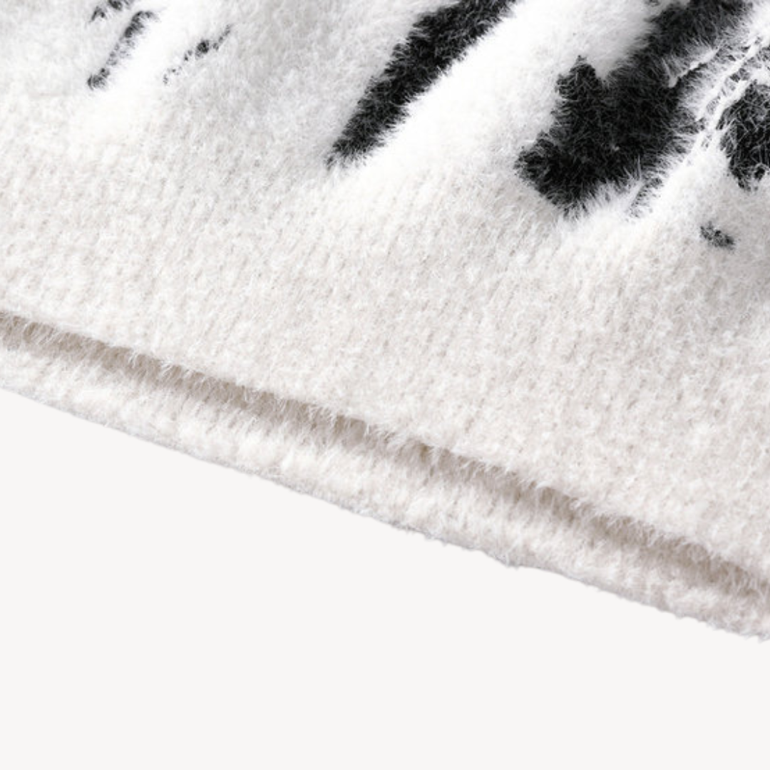 Zachary Pánský Svetr Pletený – Vintage Svetr z Míchané Vlny s Vzorem a Volným Střihem