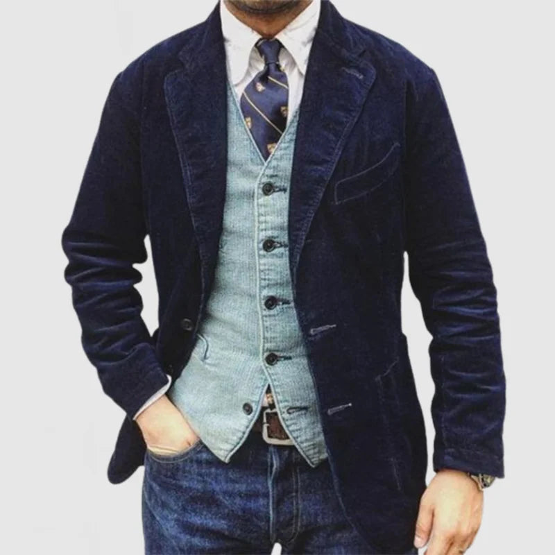 James Blazer Homme en Velours Côtelé – Élégant, Chaud & Polyvalent avec Gilet Moderne