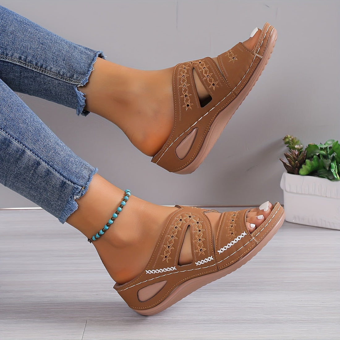 Myra Sandalias para mujeres - Sandalias de cuña ortopédica con un corte cómodo y diseño elegante