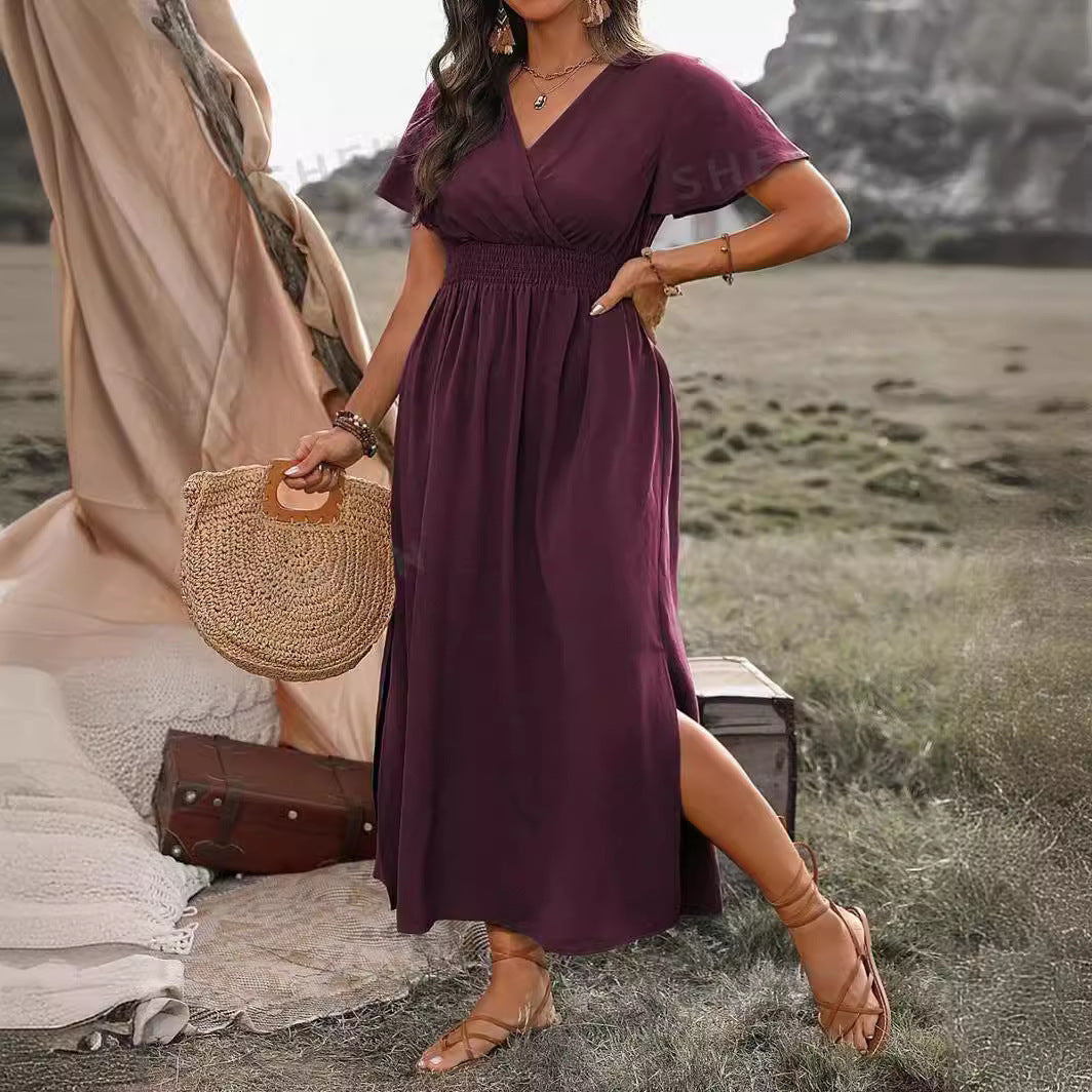 Vanessa Robe Maxi Femme – Longue Robe Noire avec Taille Smockée & Coupe Élégante et Fluide