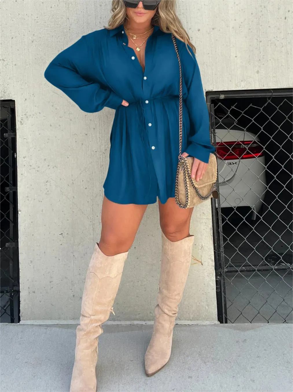 Tamara Robe-Combinaison Femme – Élégante avec Short Intégré & Ceinture Taille Flatteuse