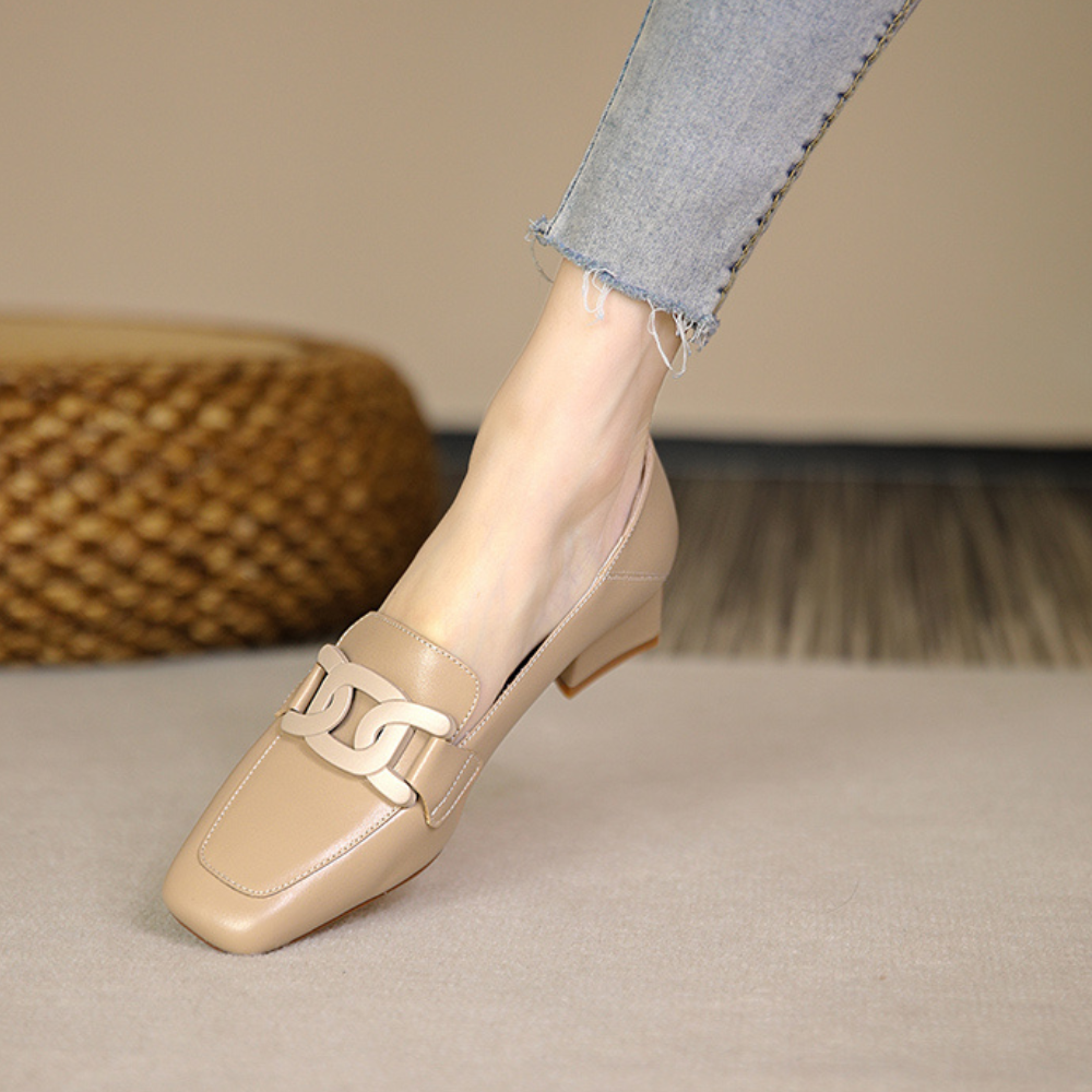 Evrynth Mocassins Femme – Chaussures Mary Jane en Cuir avec Talon Chunky & Confort