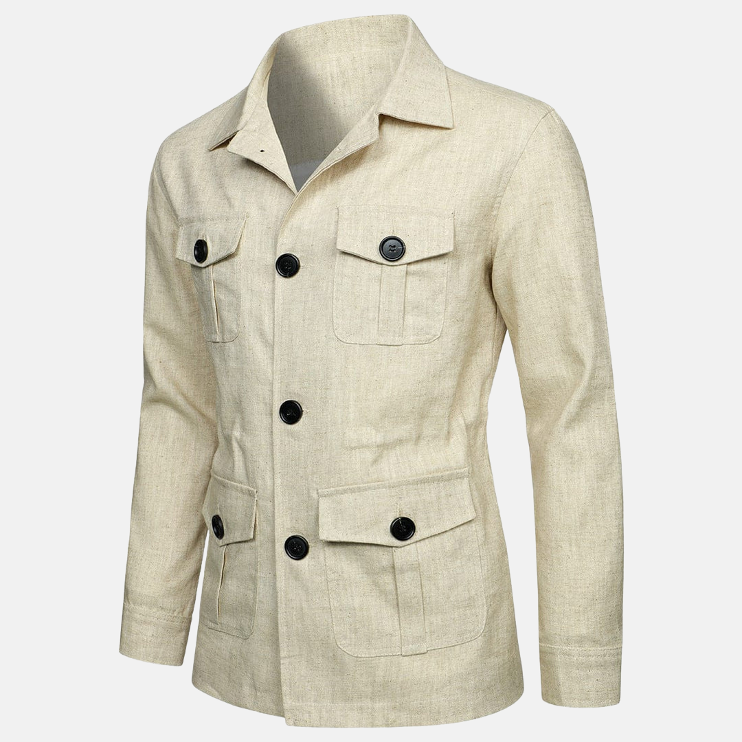 Vince Veste Uomo Elegante – Stile Classico con Tasche Multiple & Chiusura a Bottoni