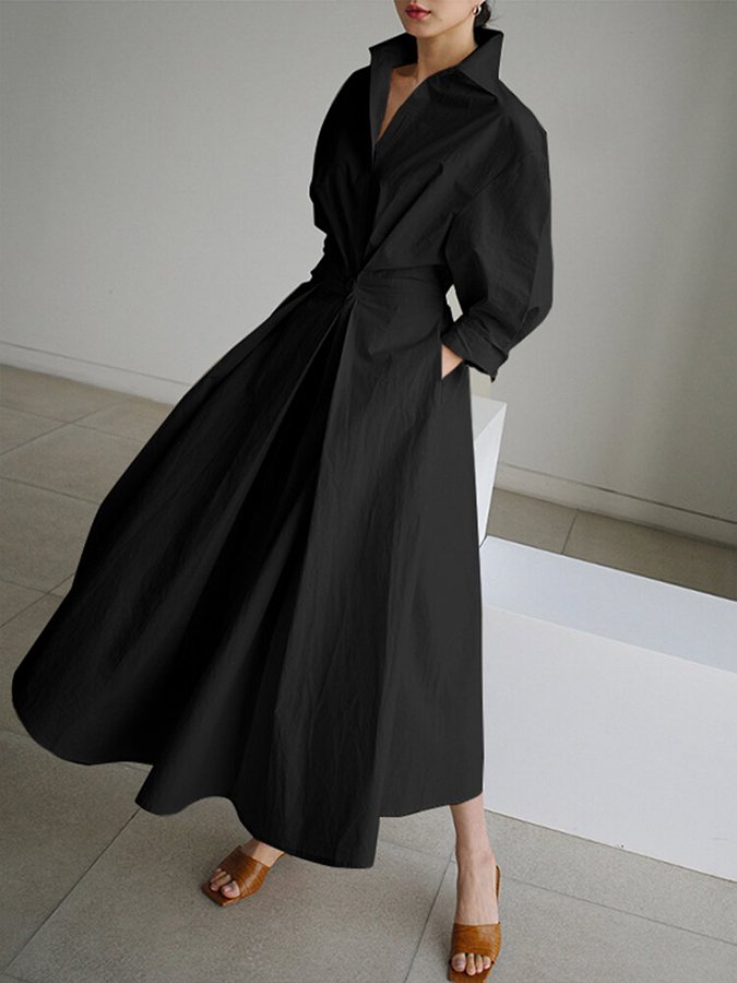 Lucie Robe Midi Femme – Coupe flatteuse avec boutons et design léger & intemporel
