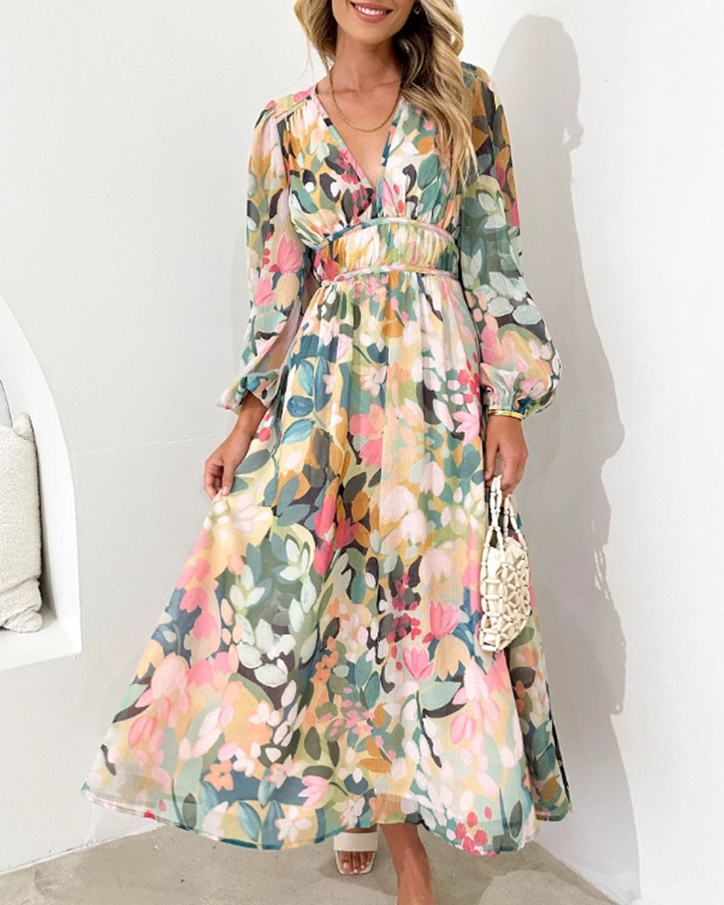 Vivian Robe Maxi Femme – Robe d'Été Légère avec Imprimé Fleuri Multicolore & Coupe Élégante