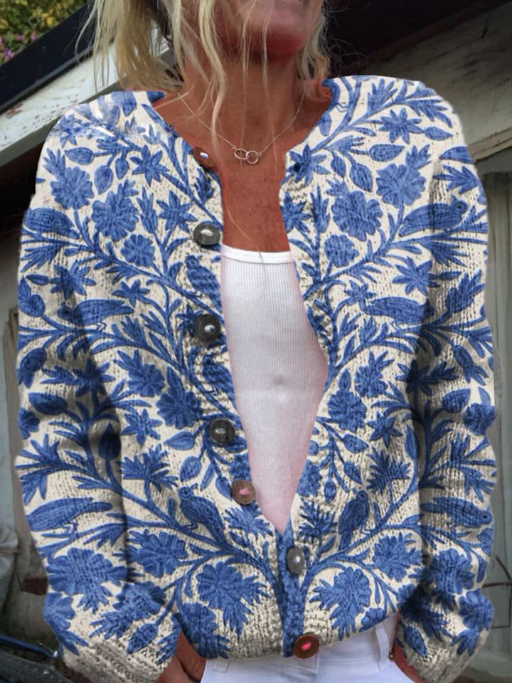 Braelynn Gilet Femme – Gilet à Motif Floral Élégant avec Col Rond Confortable
