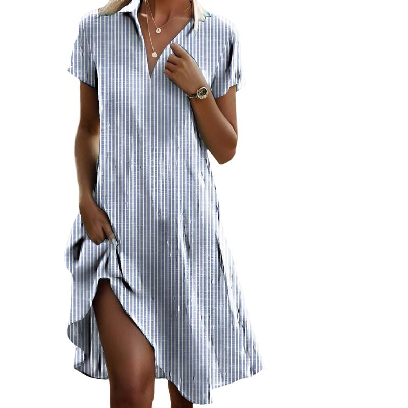 Justine Robe Chemise Rayée Femme – Coupe flatteuse & confort léger