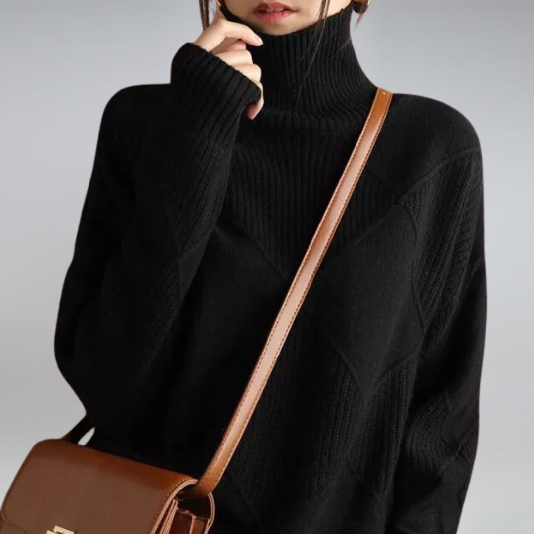 Luciana Pull Femme – Col Roulé Élégant en Cachemire Doux & Chic Intemporel