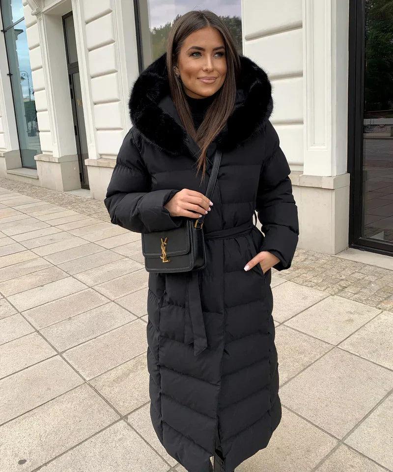 Eleva Damen langer Mantel – warme, wasserabweisende Winterjacke mit Kapuze & elegantem Schnitt