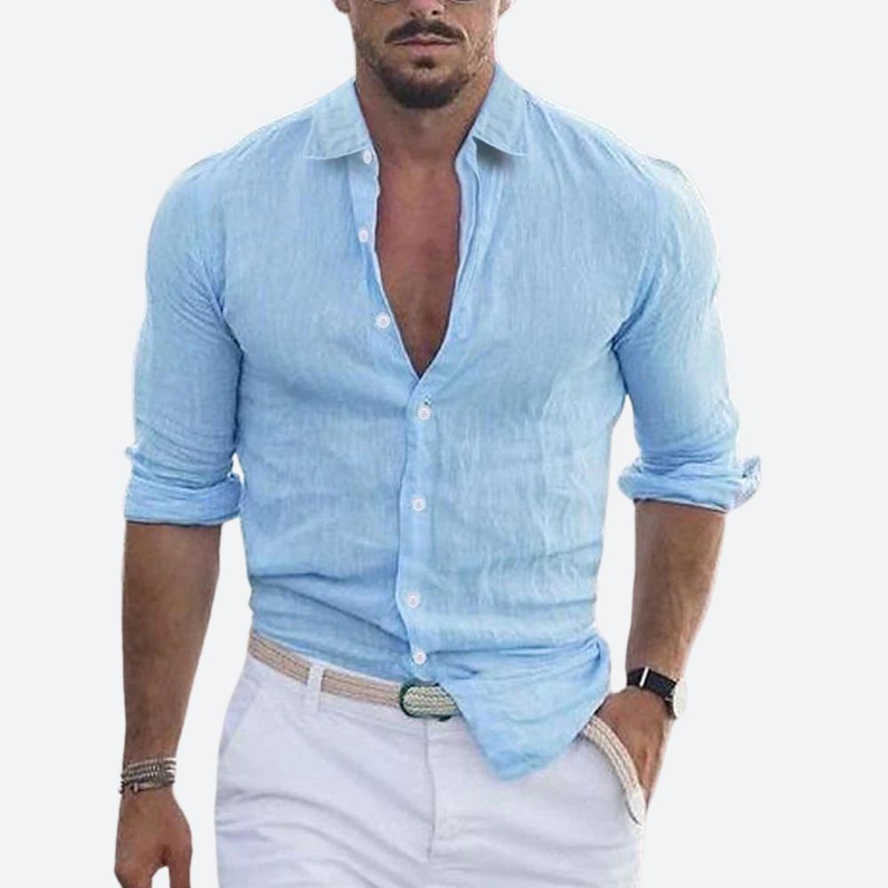 Rogelio | Camicia da uomo con colletto piegato con taglio rilassato per l'estate