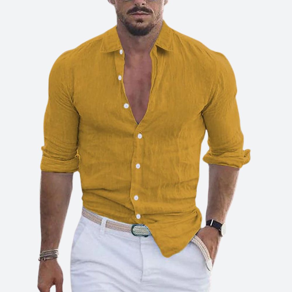 Rogelio | Camicia da uomo con colletto piegato con taglio rilassato per l'estate