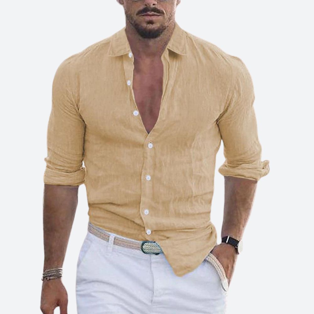 Rogelio | Camicia da uomo con colletto piegato con taglio rilassato per l'estate