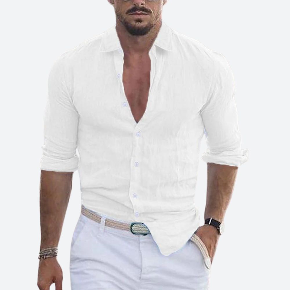 Rogelio | Camicia da uomo con colletto piegato con taglio rilassato per l'estate