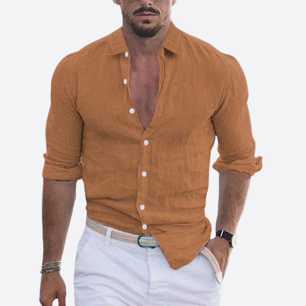 Rogelio | Camicia da uomo con colletto piegato con taglio rilassato per l'estate