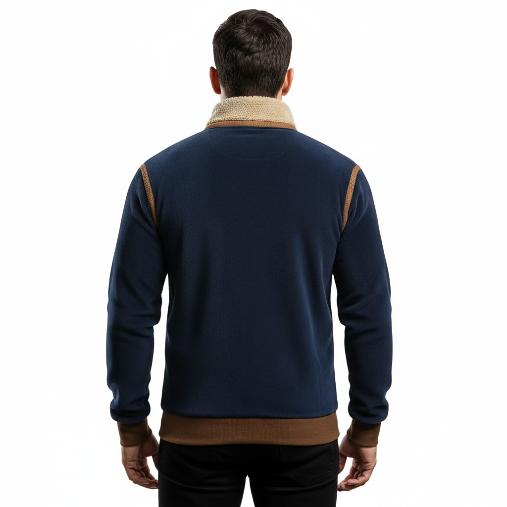 Aaron Sweat Zippé Herren Vintage – Stehkragen, Altmodisches Design & Herbst-Winter-Komfort