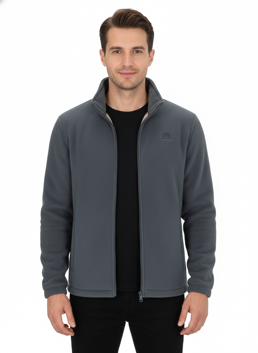 Alex Veste Fleece Unisex – Jakke med varm Sherpa-foring, høj krave og lynlås