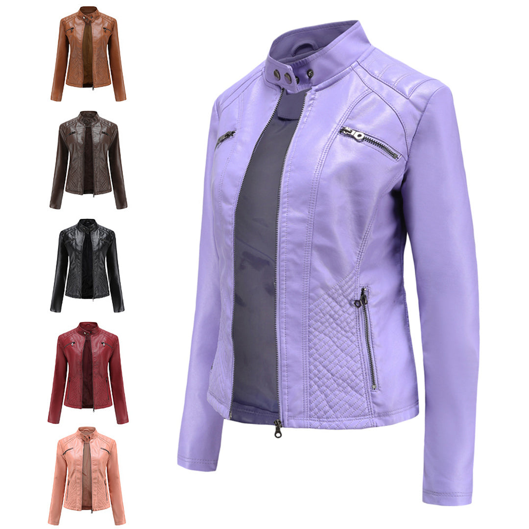 Andrijana Veste Femme – Veste en Cuir Souple Élégante avec Fermeture Asymétrique