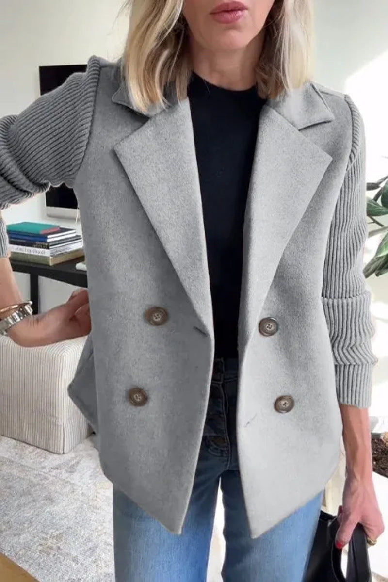 Elena Manteau Oversize Femme – Manteau Laine Double-Boutonnage avec Manches Côtelées Élégantes