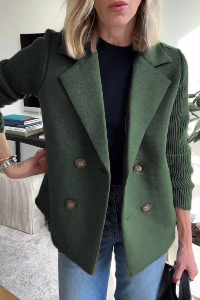 Elena Manteau Oversize Femme – Manteau Laine Double-Boutonnage avec Manches Côtelées Élégantes