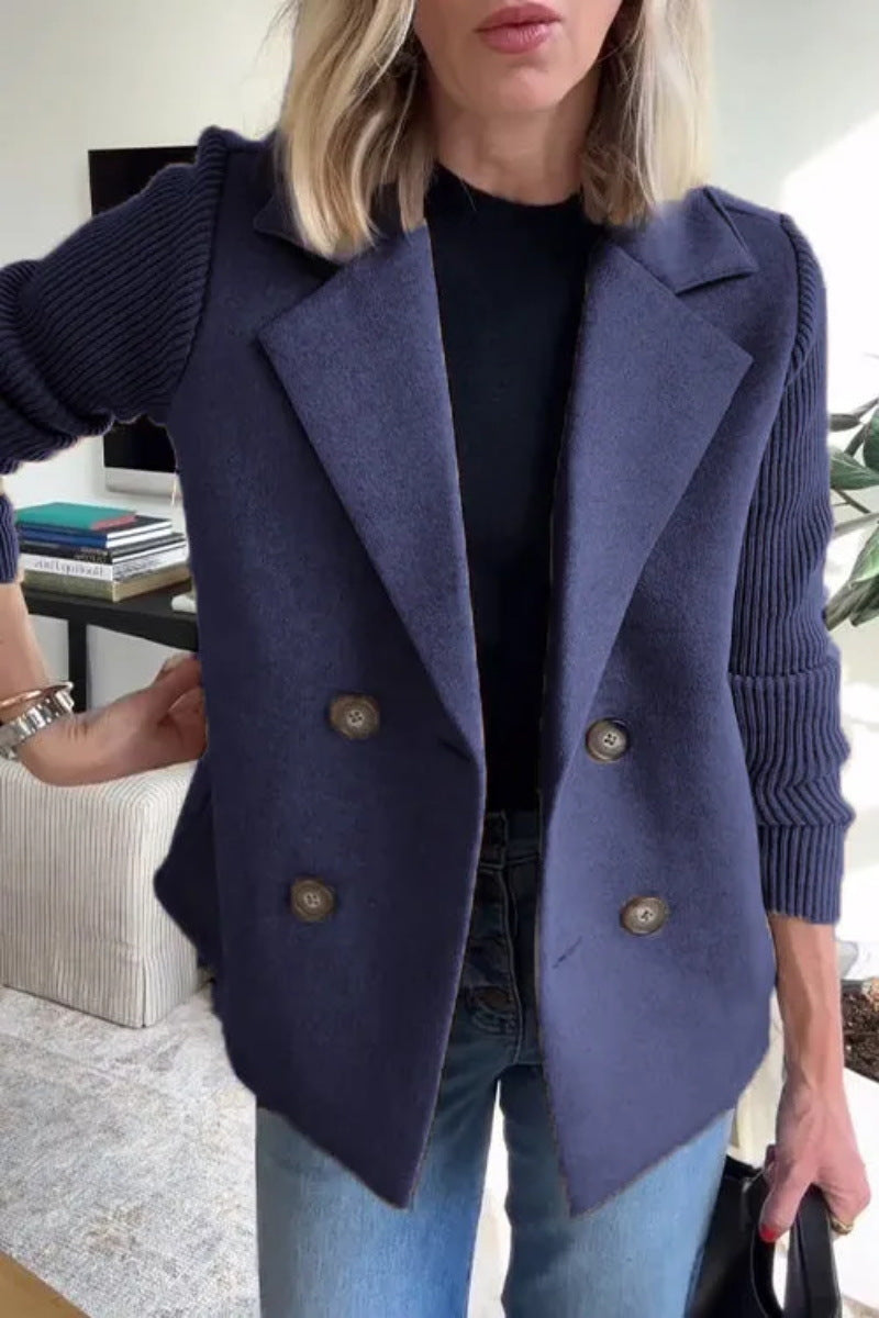 Elena Manteau Oversize Femme – Manteau Laine Double-Boutonnage avec Manches Côtelées Élégantes