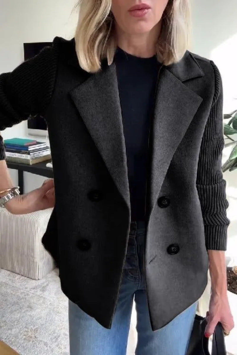Elena Manteau Oversize Femme – Manteau Laine Double-Boutonnage avec Manches Côtelées Élégantes