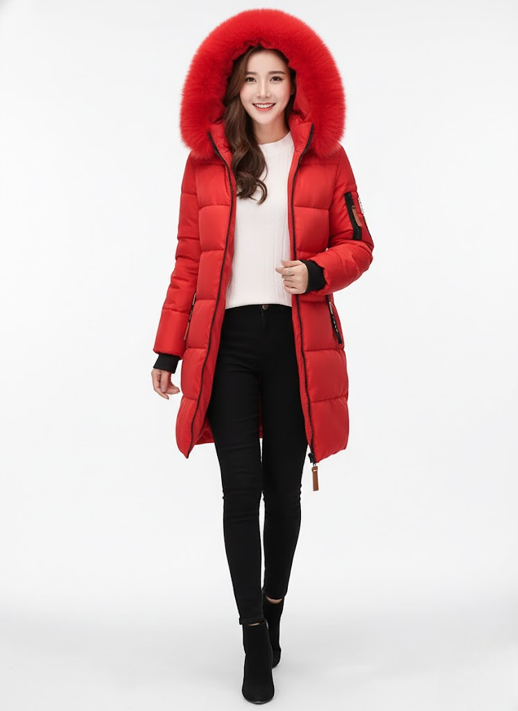 Andrea Lang Vatteret Jakke til Kvinder – Quiltet Design, Hætte med Kunstpels & Byagtig Stil