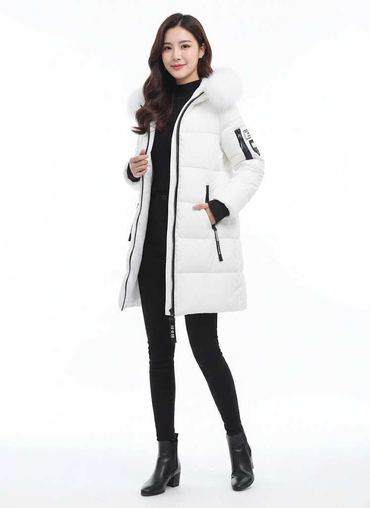 Andrea Doudoune Longue Femme – Design Matelassé, Capuche Fausse Fourrure & Style Urbain