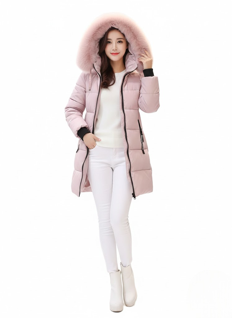 Andrea Doudoune Longue Femme – Design Matelassé, Capuche Fausse Fourrure & Style Urbain