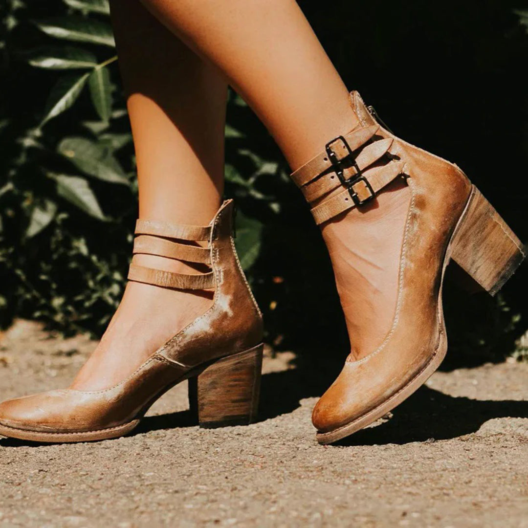 Tacones de mujer Sage: tacones de cuero vegano gruesos con un diseño cómodo y diseño de moda