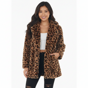 Ava Leopardfrakke til Kvinder – Moderne Snit, Midt på Låret Længde & Vinter Bystil