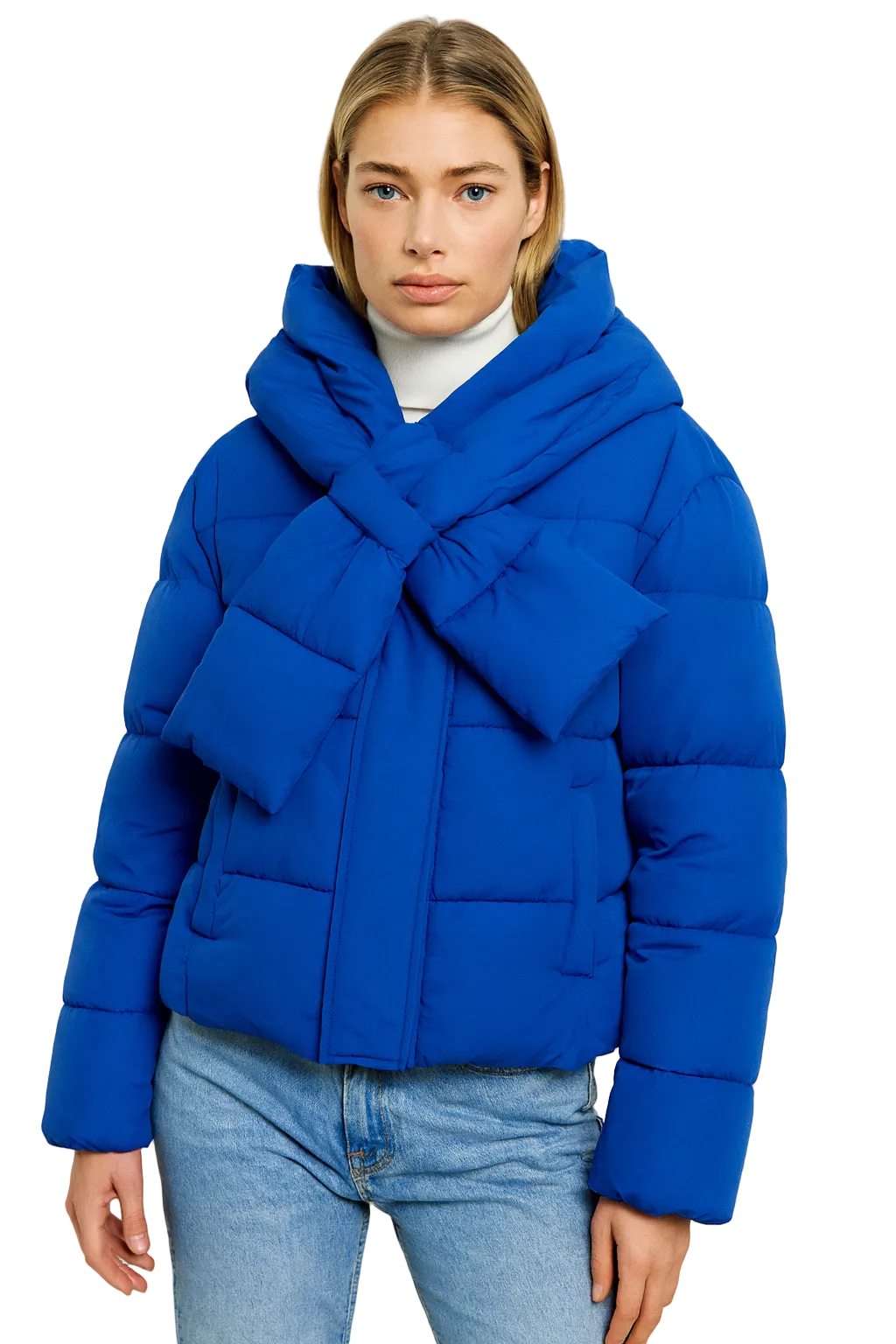 Melai Dámská péřová bunda s detailem šály – Moderní oversize střih & teplý komfort