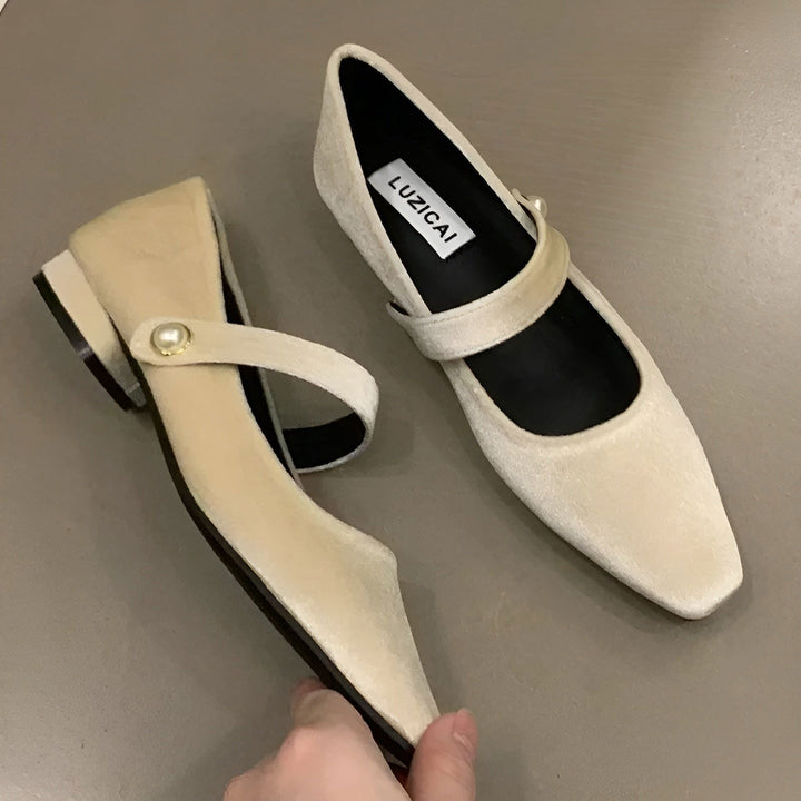 Amélie Ballerines Femme – Chaussures Élégantes à Bride Perle & Bout Pointu Chic