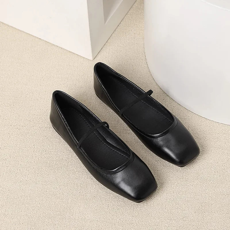 Maggie Ballerines Femme – Chaussures Métallisées à Bout Carré Élégantes & Modernes