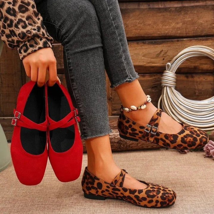Élise Ballerines Femme – Chaussures Vintage à Doubles Brides & Confort Rembourré