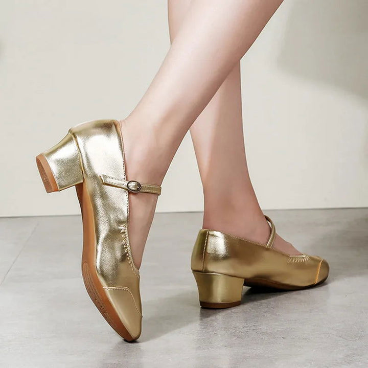 Charlotte Ballerines Femme – Chaussures Élégantes à Talon Bas & Bride Ajustable Confortable