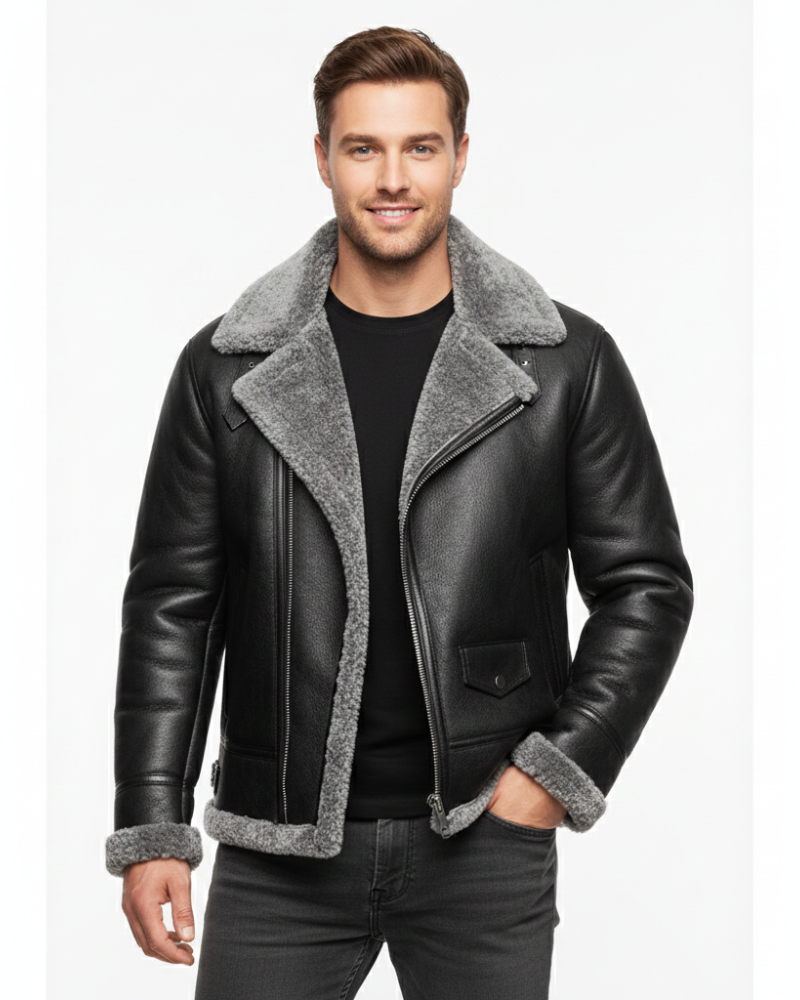 Bastian Giubbotto da Aviazione Uomo – Stile Retrò, Fodera Calda e Pelle Elegante Invernale