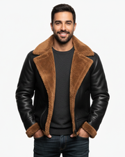 Bastian Giubbotto da Aviazione Uomo – Stile Retrò, Fodera Calda e Pelle Elegante Invernale