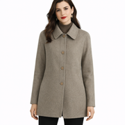 Palton de lână pentru femei Beline – croială strâmtă, elegantă și călduroasă cu buzunare laterale