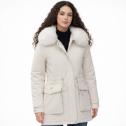 Belise Abrigo de Invierno para Mujer – Chaqueta Acolchada Elegante con Cuello Desmontable y Cintura Ajustable