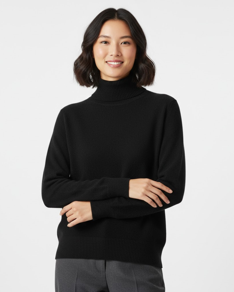 Bellatrix Pull Col Roulé Femme en Cachemire – Maille Ajustée, Élégance Intemporelle