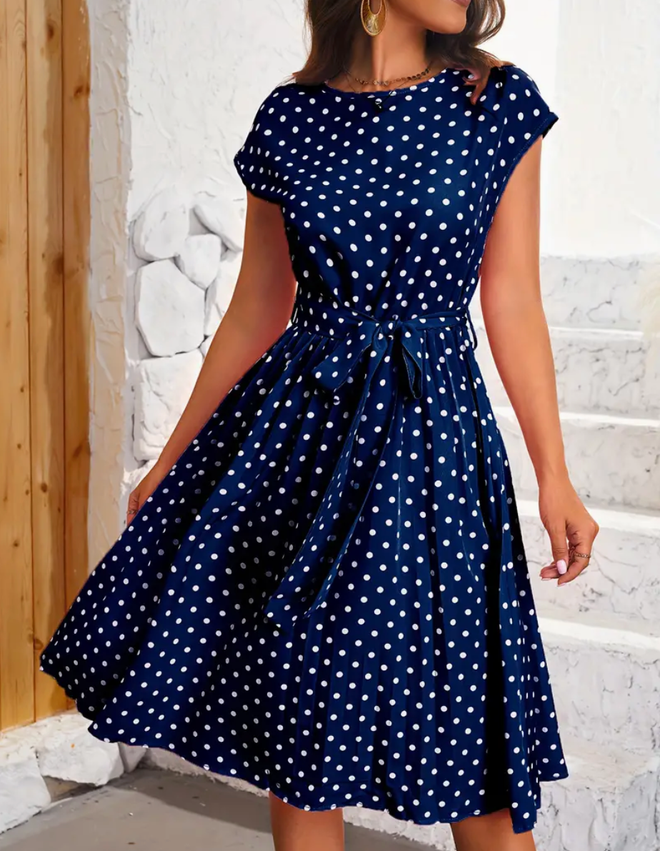 Abito estivo di Thea Woman - Abito a pois vintage con taglio fluido e eleganza senza tempo
