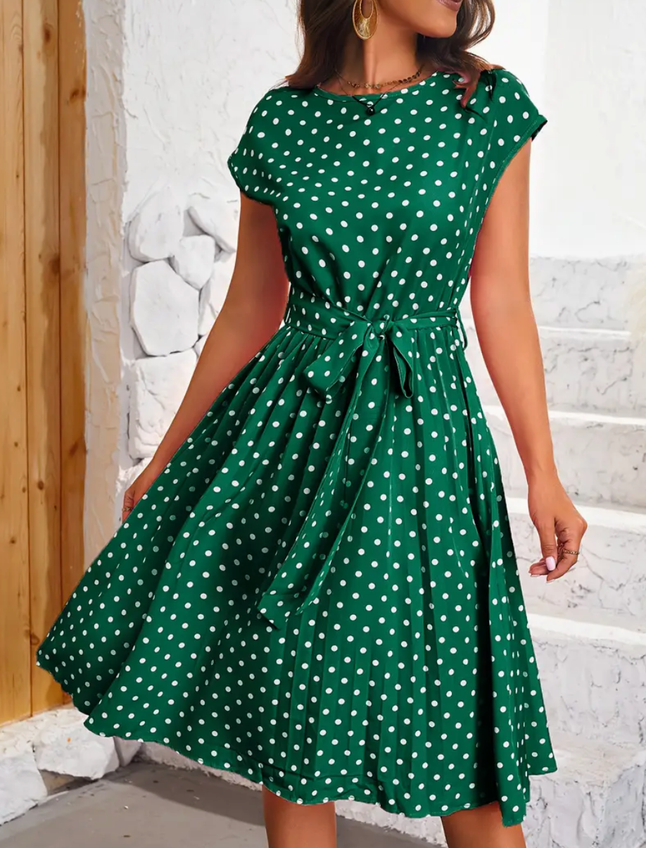 Abito estivo di Thea Woman - Abito a pois vintage con taglio fluido e eleganza senza tempo