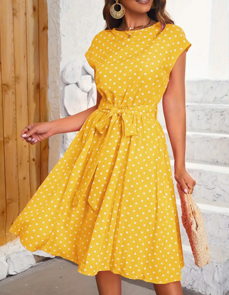 Abito estivo di Thea Woman - Abito a pois vintage con taglio fluido e eleganza senza tempo
