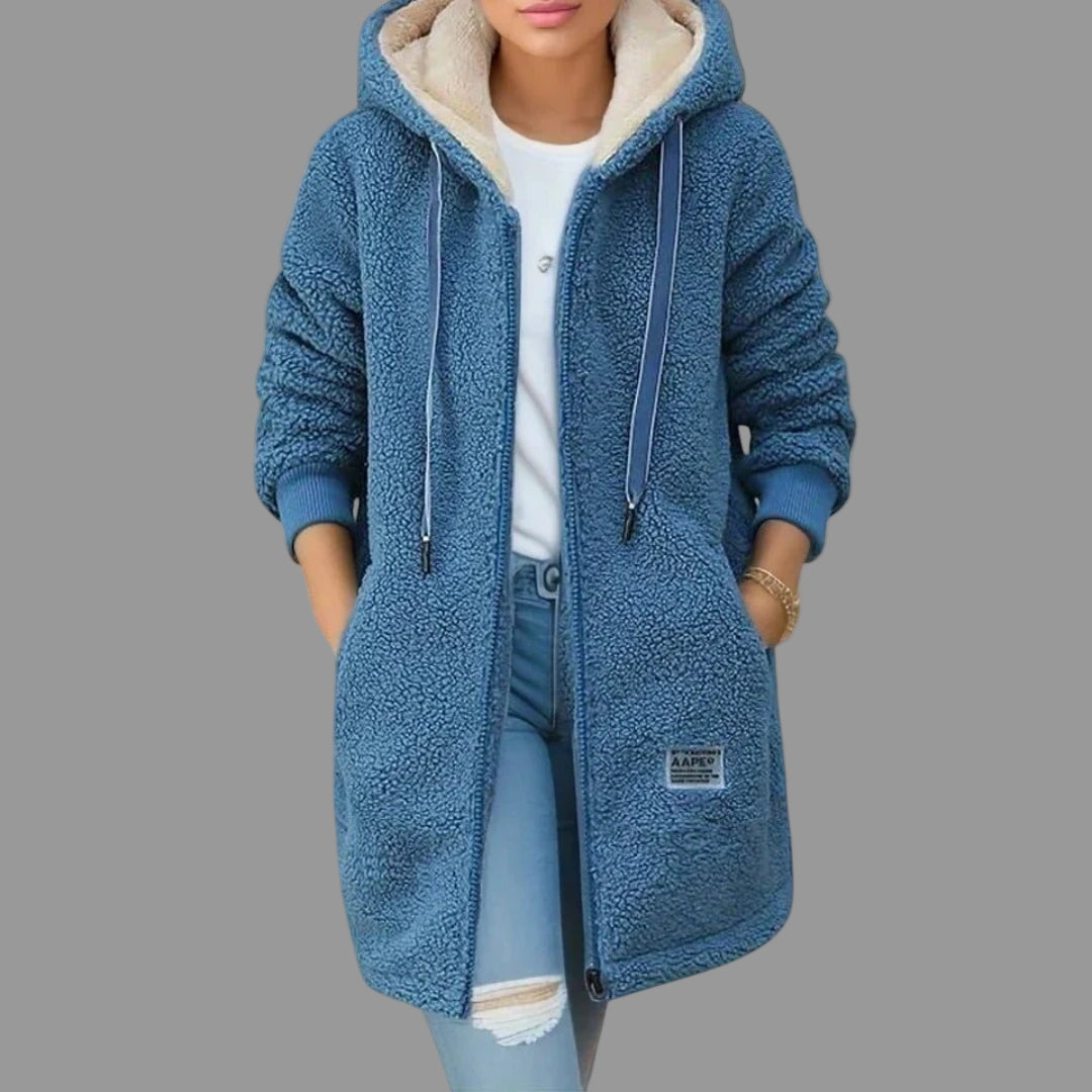 Faye Women's Fleece Jacket – Soft Fleece with Hood, Loose Fit & Daily Comfort