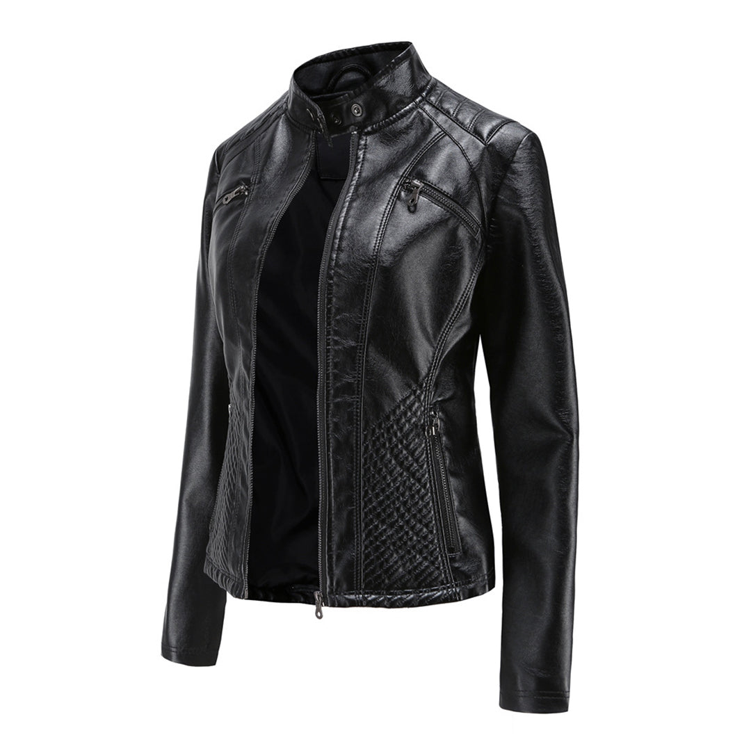 Andrijana Veste Femme – Veste en Cuir Souple Élégante avec Fermeture Asymétrique