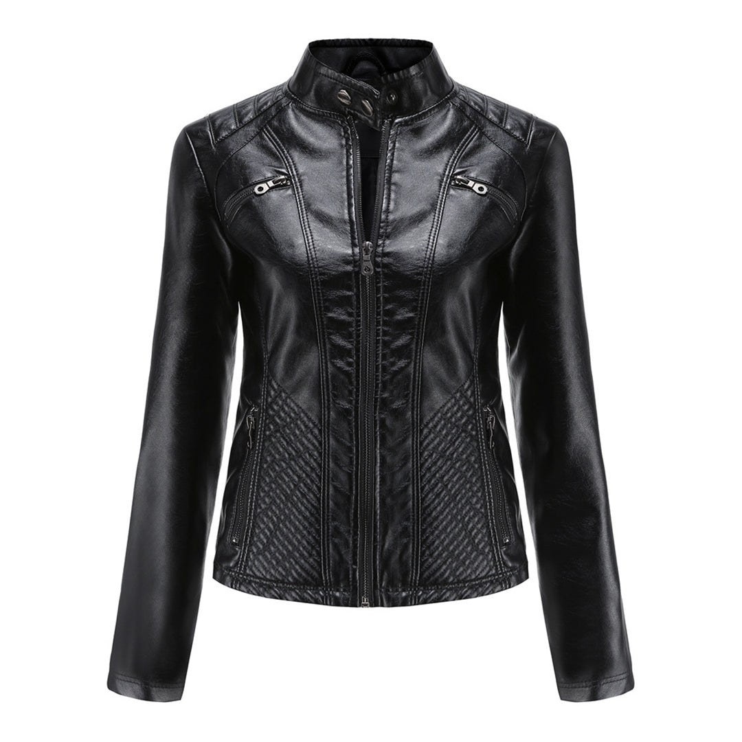 Andrijana Veste Femme – Veste en Cuir Souple Élégante avec Fermeture Asymétrique