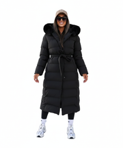 Eleva Damen langer Mantel – warme, wasserabweisende Winterjacke mit Kapuze & elegantem Schnitt