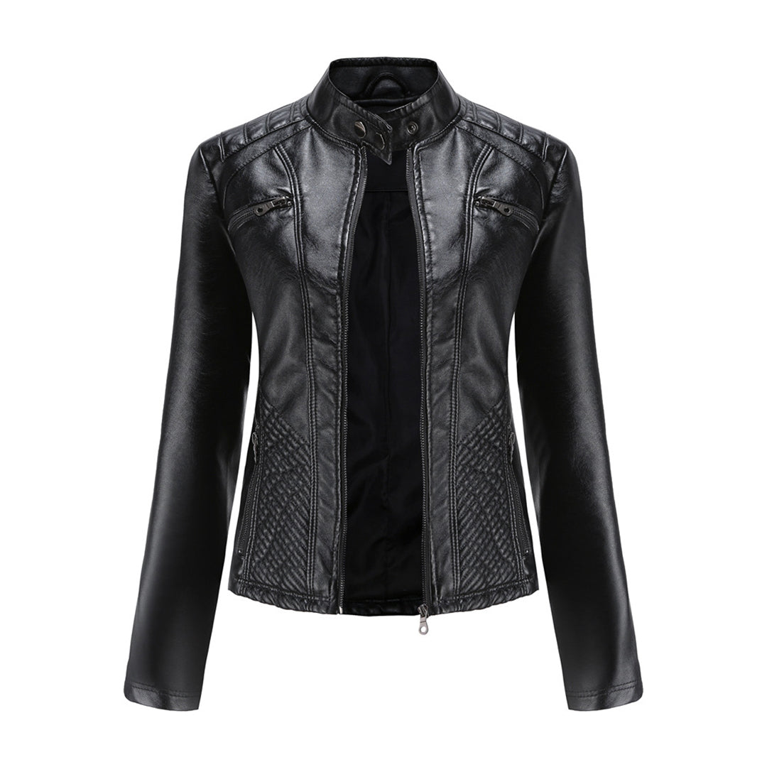 Andrijana Veste Femme – Veste en Cuir Souple Élégante avec Fermeture Asymétrique