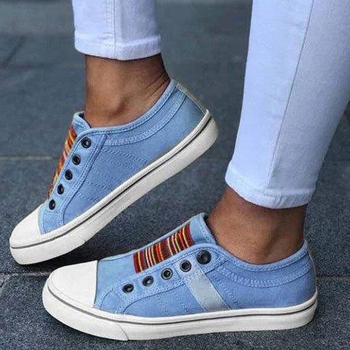 Sneaker da donna Nerissa senza lacci - Sneaker con strisce colorate con suola comoda